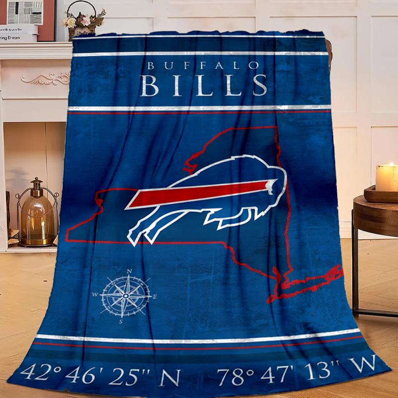 Bills Logo Blanket Flannel Throw for Sofa, Travel, Camping, Livingroom, Office, Chair and Bed Soft and Warm Holiday gifts