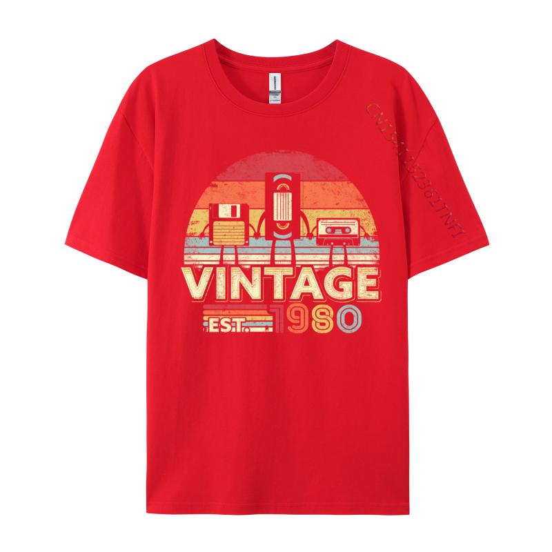 1980 Shirt Vintage 40th Birthday Funny Music Tech Europe Autumn Tops & Tees Normal T-Shirt Cute Birthday T Shirts Top Quality