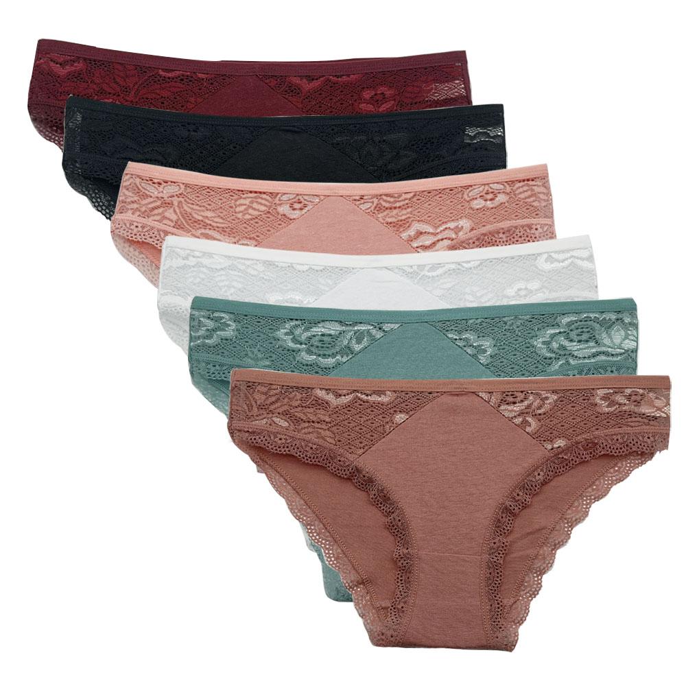 5 Pcs/Kit Women Cotton Panties Sexy Lace Lingerie Low Waist Underwear Girls Briefs M-XL Underpant