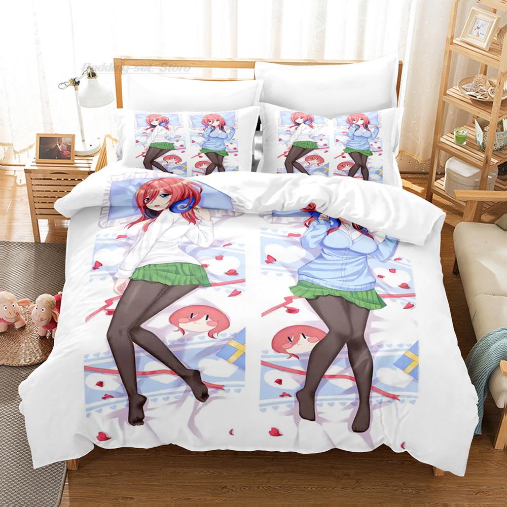The Quintessential Quintuplets Bedding Set Single Twin Full Queen King Size Bed Set Aldult Kid Bedroom Duvet Cover Set 3D Kawaii