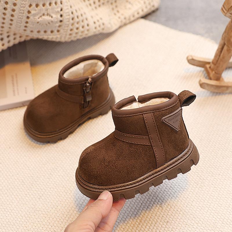 Winter Baby Warm Snow Boots Children's Waterproof Cotton Boots Fleece-lined and Thickened Cotton Shoes Soft-soled Short Boots