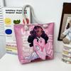 Cotton Canvas Tote Bag Female Large Capacity With Drawstring Closure For Travel And Shopping
