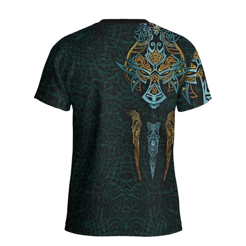 Men's T Shirt Casual Short Sleeve Tee O Neck Pullover Viking Harajuku Print Funny T-Shirt Male Oversized Clothing Streetwear