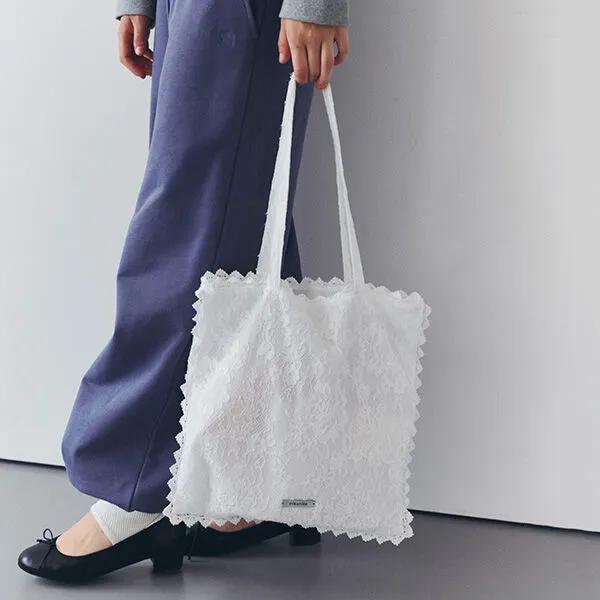 LACE SHOULDER BAG WHITE