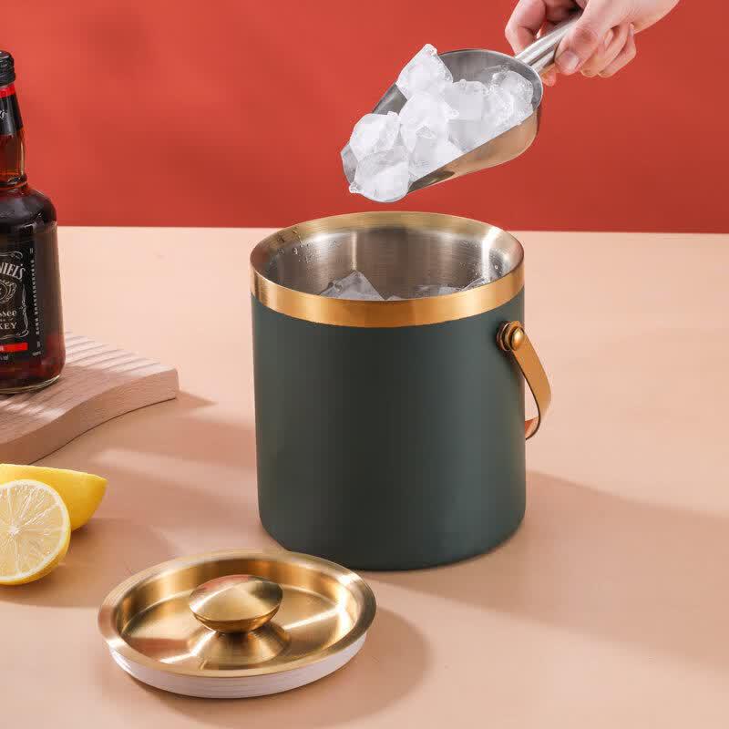 Qiwei 304 Stainless Steel Double-Layer Ice Bucket