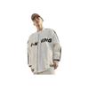 LiNing Sport Fashion Series American Retro Color-Block Logo Baseball Collar Single-Breasted Jacket Unisex Jacket Off-White AWDT545-1