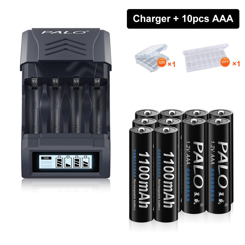 PALO 1.2V NI-MH AAA 1100mah Rechargeable battery AAA NIMH 3A Batteries With 4 Slots USB charger for 1.2V/1.5V AA AAA Battery