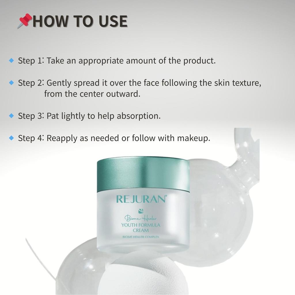 Rejuran Biome Healer Youth Formula PDRN Cream Double Pack 50ml X 2 – Anti-Aging, Brightening, Skin Repair, K-Beauty PDRN Cream