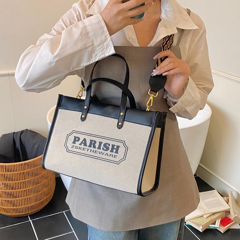 Canvas bag women's new simple fashion letter printing handbag shoulder messenger bag tote bag