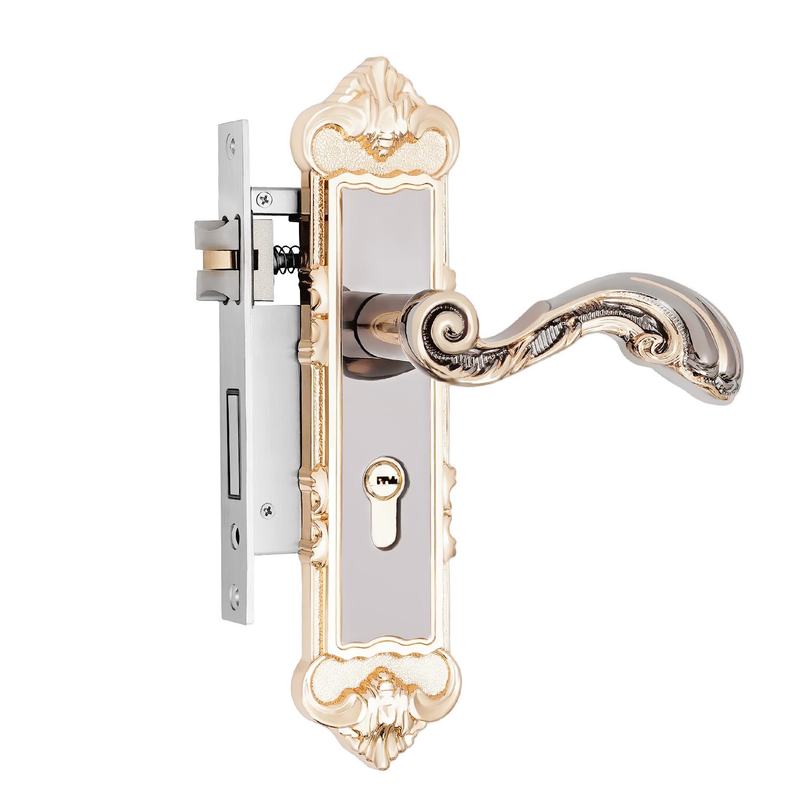 

European Style Door Lock,Handle Locks with 3 Keys Aluminum Anti-theft and Anti-prying Noise-free for Solid Wood Doors