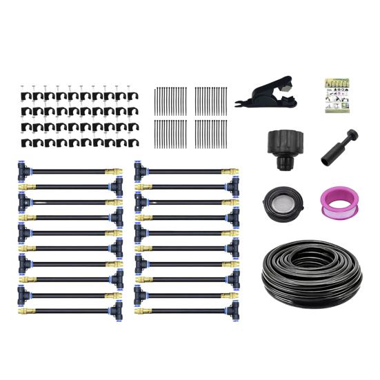 Automatic Irrigation System Garden Irrigation Hose with 360-Degree Bendable Adjustable Nozzles Watering System Kit for Lawn Greenhouse Farm Courtyard