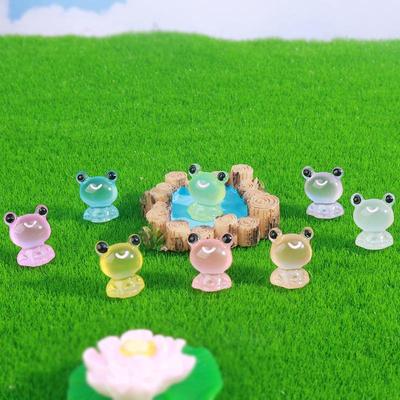 Miniaturas luminosas de sapos de olhos pretos: Lindos enfeites de mesa de resina para micropaisagismo.