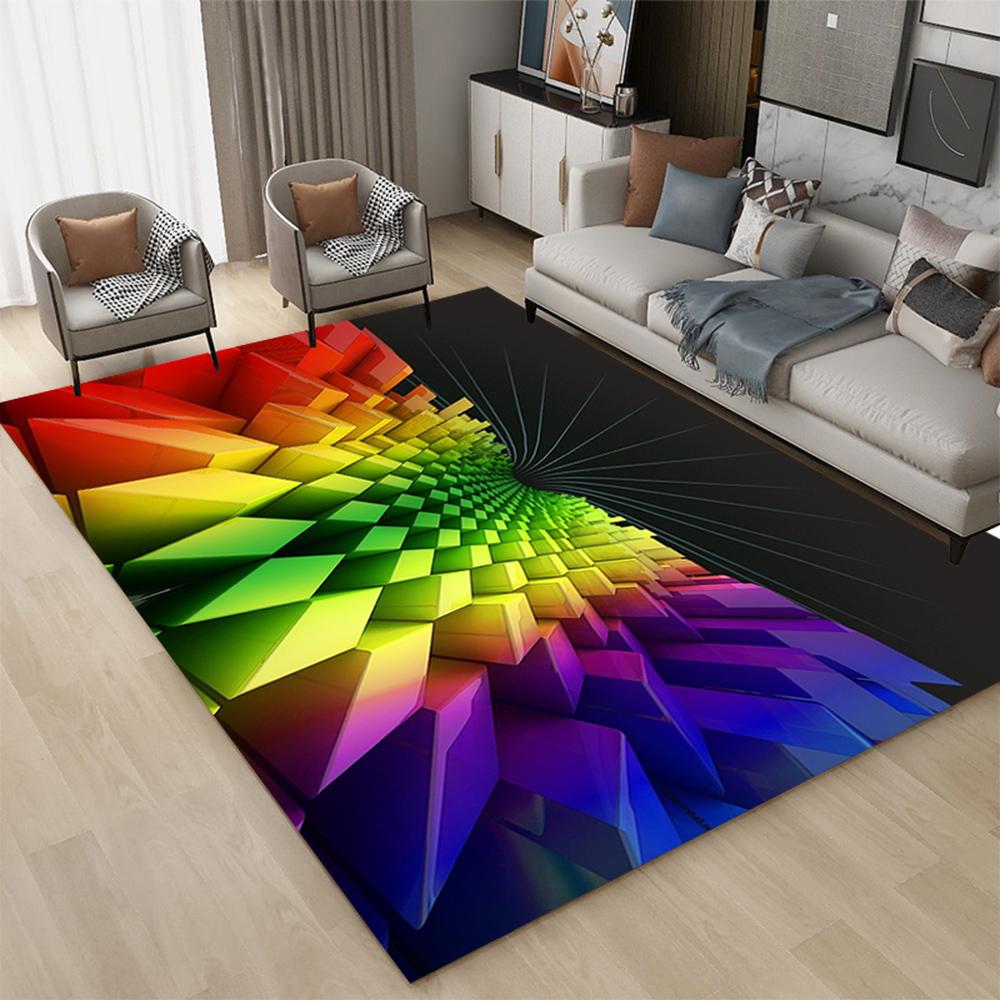 3D LED Lights Illusion Rug for Living Room Washable Floor Lounge Large Area Non Slip CarpetsTeen's Kids Boy Girl Room Decor Rug