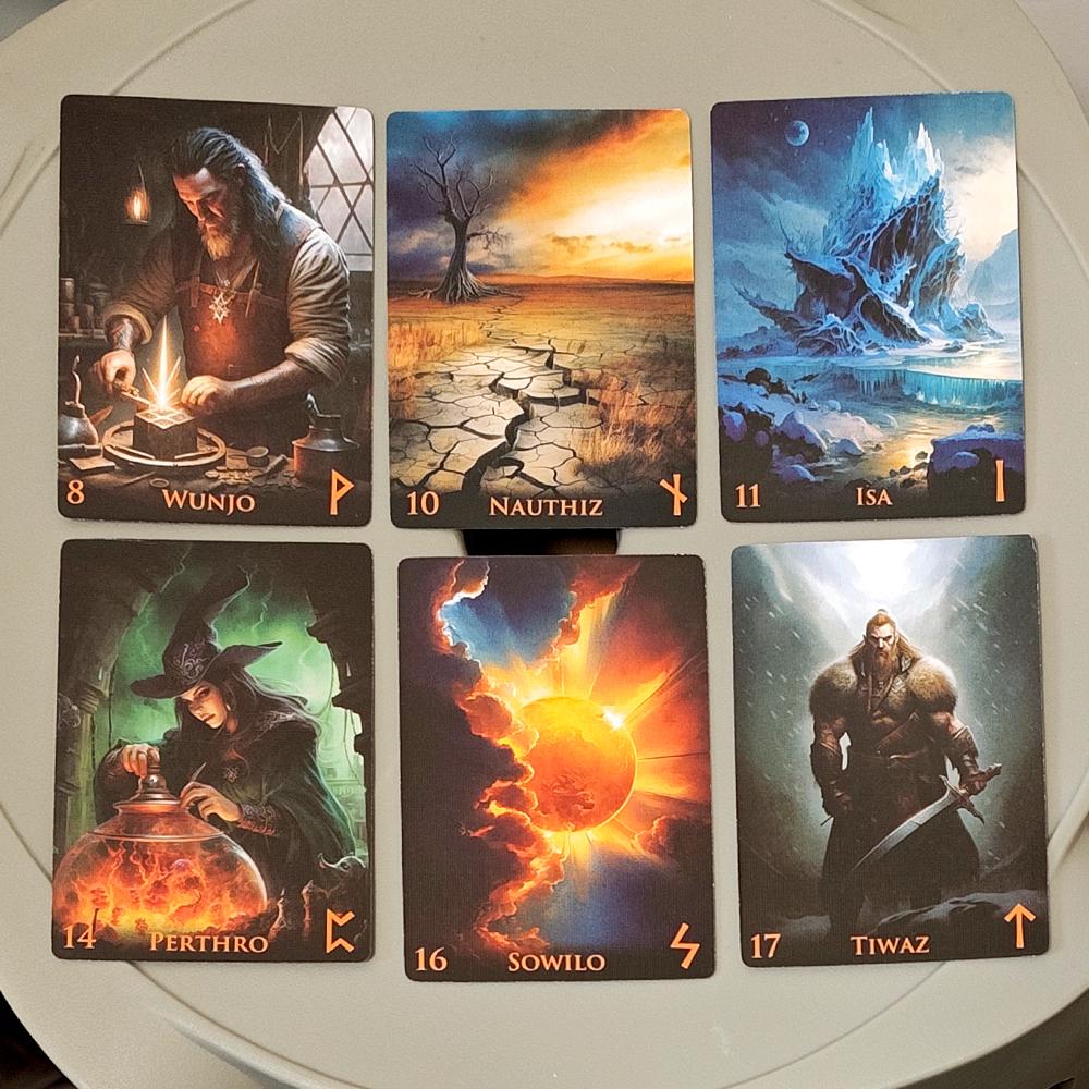 9*6cm Weird World Runes Deck - 25 Elder Futhark Oracle Cards for Divination Printed on 350GSM Double-embossed Cardstock