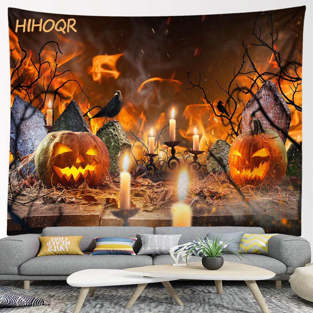 Happy Halloween Pumpkin Tapestry Wall Hanging Boho Room Decoration Large Cloth  Aesthetic Home Party Backdrop