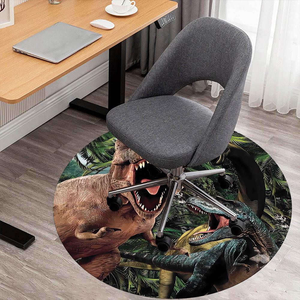 1pc Dinosaur Round Chair mat Area Rug - Non-Slip, Floor Mat for Office, Bedroom, home decor Christmas Gift p0811359