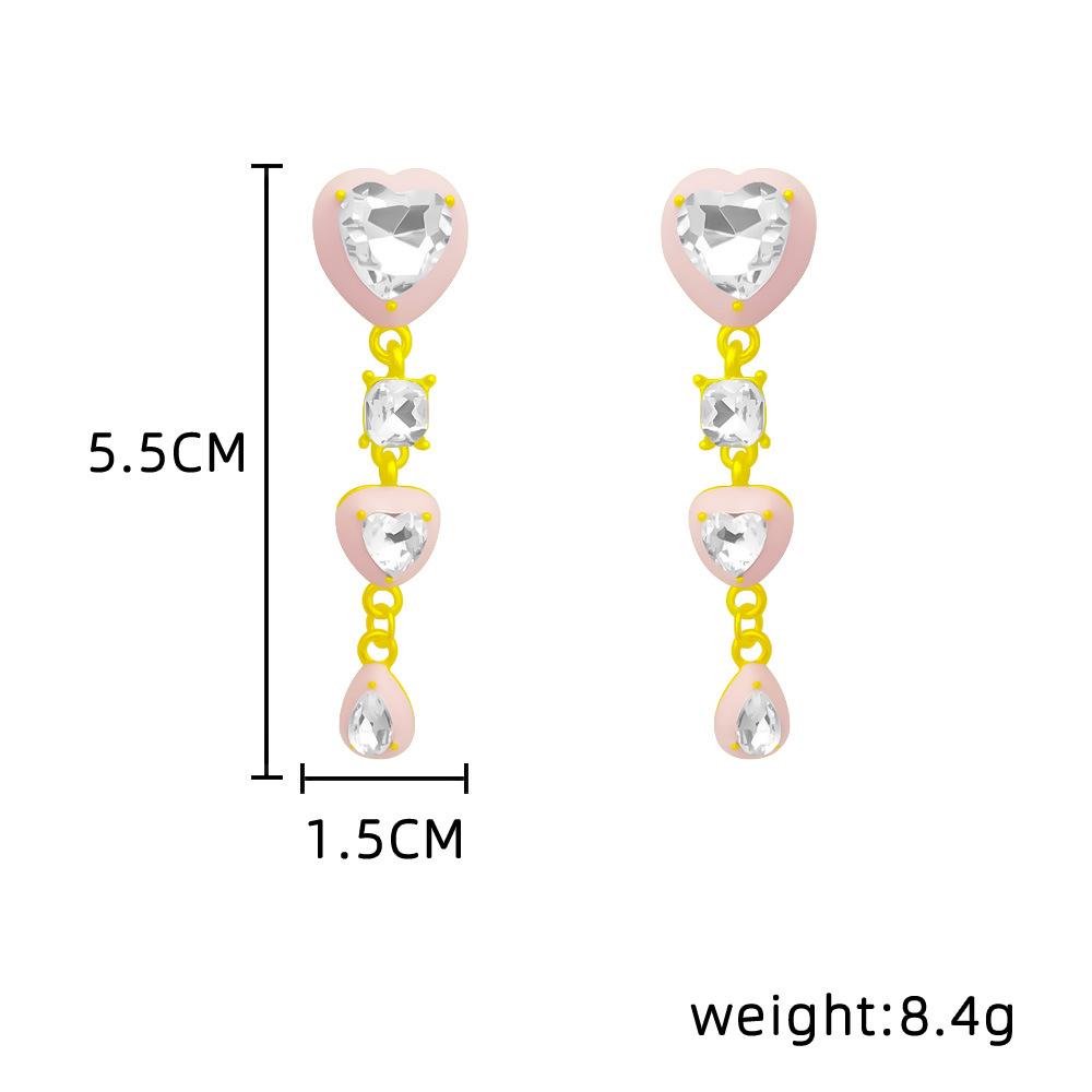 Girl pink earrings silver needle high sense Joker sweet earrings studded love earrings female.