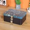 Iron Box with Lock and Key Desktop Storage Box Retro Tinplate Cosmetics ID Storage Household Jewelry Storage Empty Box