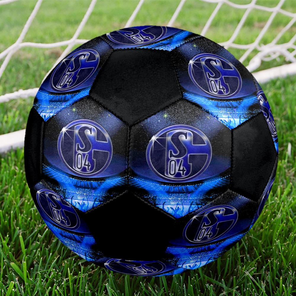 Pallone da Calcetto FC Schalke 04 Colorato Per Tutte le Età Misura 5 Cucito a Macchina PVC Pronto per la Competizione Resistente Alta Rimbalzo