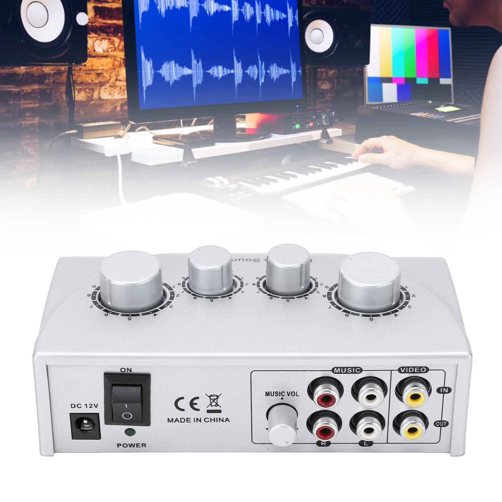 Karaoke Mixer Dual Microphone Input Sound Mixer with Cable for Stage