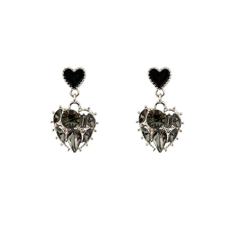 

earrings ladies Swaying sway black heart pattern Large glitter jewelry Elegant wedding bridal Accessories accessories present gift Valentine QYHH050