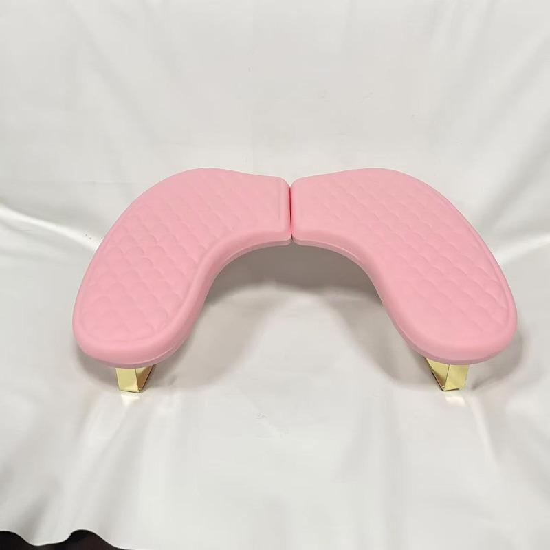 

New PU Leather U-shaped Tilted Nail Art Hand Pillow Portable Removable Pink and White Hand Rest for Nail Salons&Home рожевий