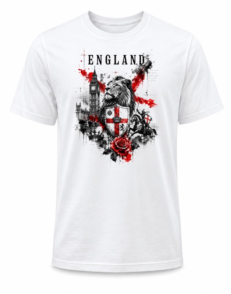 Adults Trash Water Colour England Flag Lion St George Cross Unisex TShirt 2XL