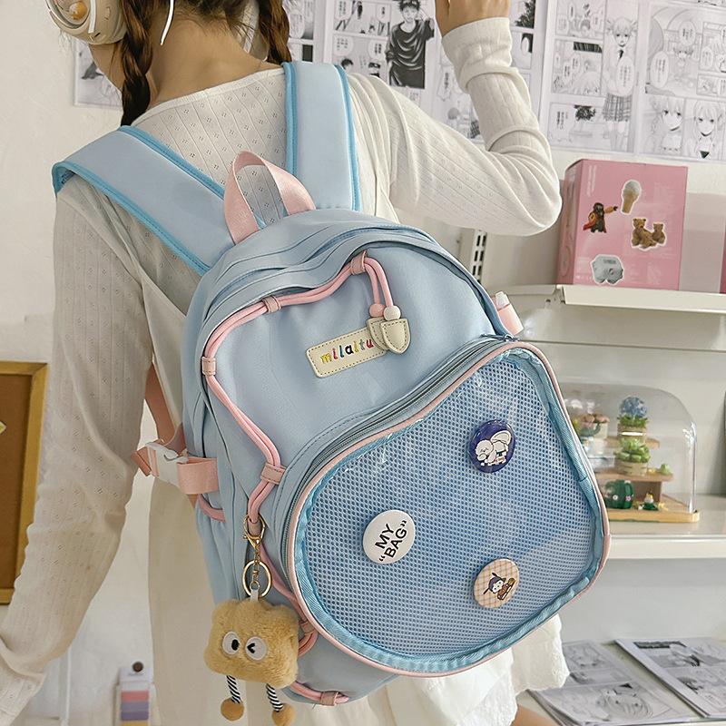 Japanischer vielseitiger Dopamin-Hochwertiger Rucksack für Damen, süße Schmerztasche, süß und frisch, tragbarer Reise-Nischenrucksack