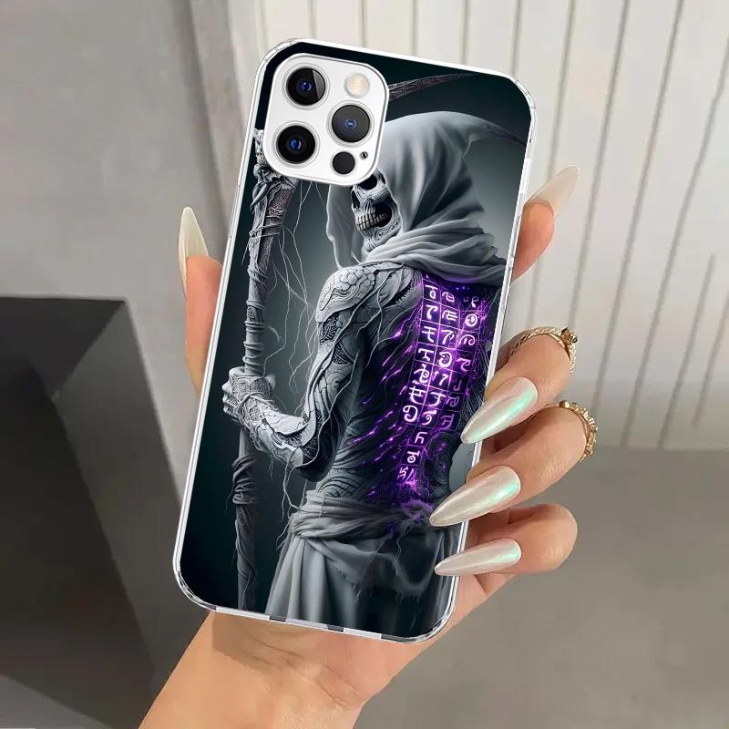 Death Grim Reaper Skull Scythe Phone Case for Iphone 17 Air 16 15 Plus 14 13 Mini 12 11 Pro Max 16E 7 8 SE 2020 Soft Funda Print