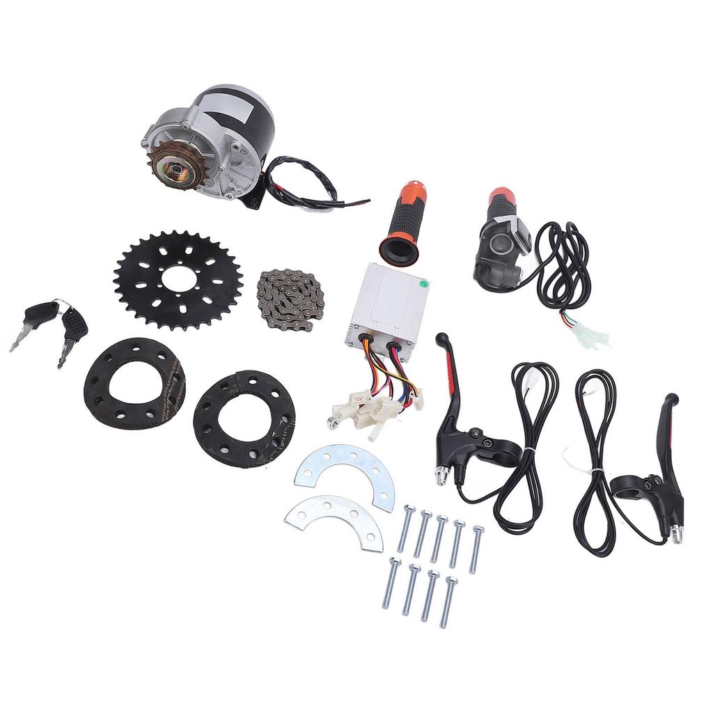 12V 350W Brushed Gear Reduction Motor with Controller Sprocket Chain Throttle Grip Key Brake Handles DIY Modification