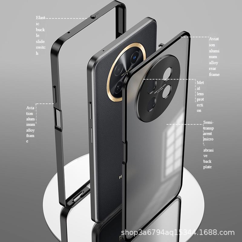 HUAWEI Enjoy 70 Pro Magnetic Shockproof Metal Snap-Button Case Green Metal Case with Snap Button
