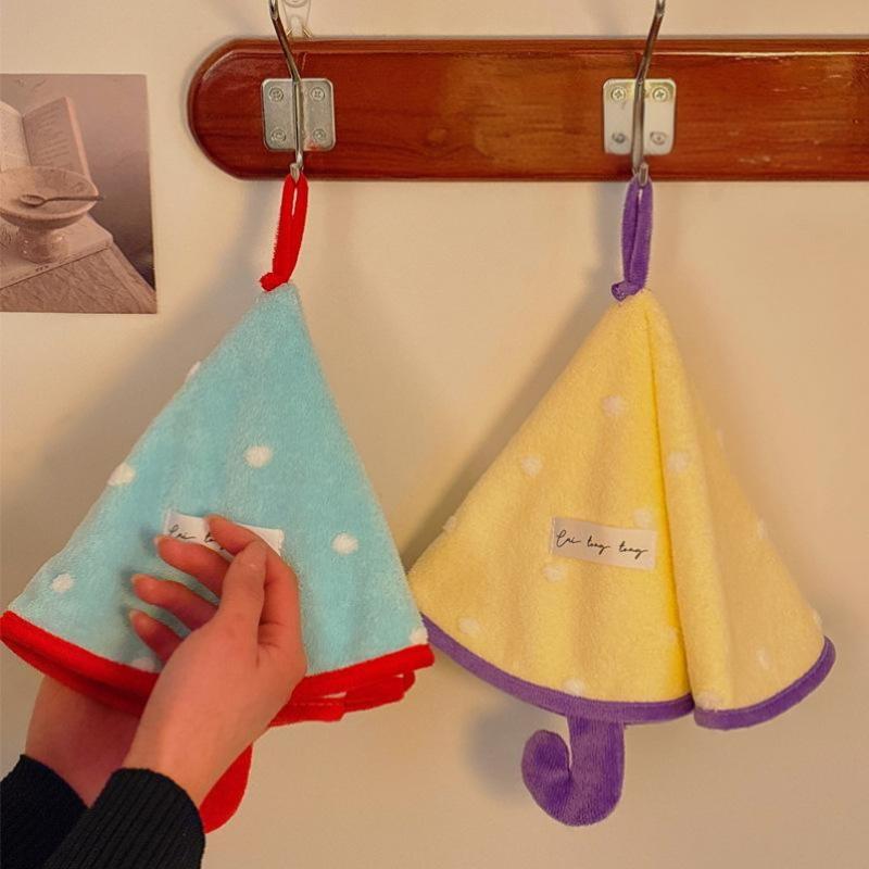 Mini Umbrella-Shaped Hand Towel, Cute Absorbent And Quick-Drying Bathroom Towel, Thickened Coral Fleece Kitchen Handkerchief