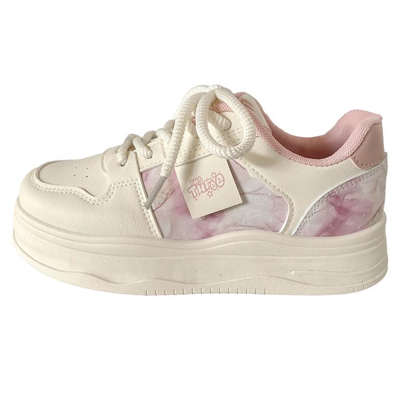 

FY-103 cute platform white shoes women s shoes round head board shoes casual bread shoes 2025 spring new ins tide 40 рожевий