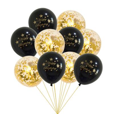 Schwarz-goldene Ballon-Sets, alles Gute zum Geburtstag, Ballon-Buchstaben, Ballons, Konfetti-Ballons, Party-Dekorationen, Geburtstagsball-Set