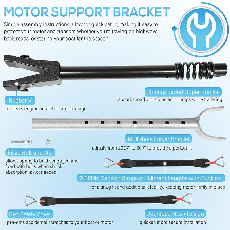 Heavy Duty Boat Transom Saver for Most Outboard Motors Up to 150HP - 20.27” to 30.7” Adjustable Outboard Motor Support Bracket