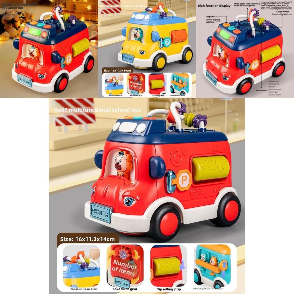 Multifunctional School Bus Light Sound Educational Toy For Toddlers Boys And Girls