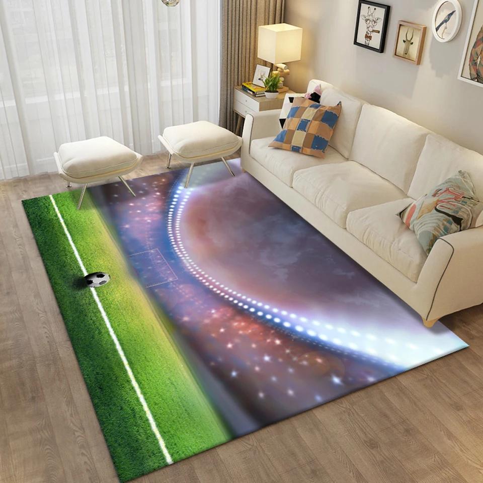 3D Football Printing Floor Mat Carpets for Living Room Soccer Field Area Rug Kids Bedroom Bathroom Mats Anti-slip Home Mat Rugs