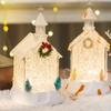 Christmas House Night Light Plastic Church Cottage Decor with LED Glow Decorative Holiday Lighting for Indoor Outdoor Holiday Display