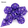 7 Pcs Purple White Dragon Metal Dice Hollow Metal Polyhedral Dice Set Suitable for Role-Playing RPG  Board Game Card Game