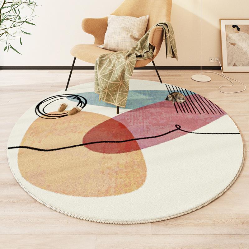 Modern Style Round Living Room Carpet Children's Room Bedroom Crawling Mat Warm Bed Blanket Thick Washable Mat