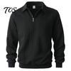 School Wear for Men Quarter-Zip Sweatshirt, Long Sleeve Turndown Collar Outdoor Sports Pullover Solid Color Shirt Fall Winter Comfortable Daily