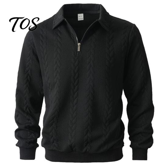 School Wear for Men Quarter-Zip Sweatshirt, Long Sleeve Turndown Collar Outdoor Sports Pullover Solid Color Shirt Fall Winter Comfortable Daily