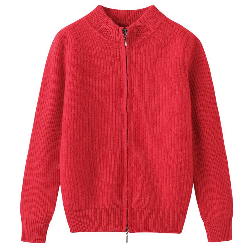 Kids' Unisex Wool Zip Cardigan: Half-Collar, Long-Sleeve Fashion Sweater