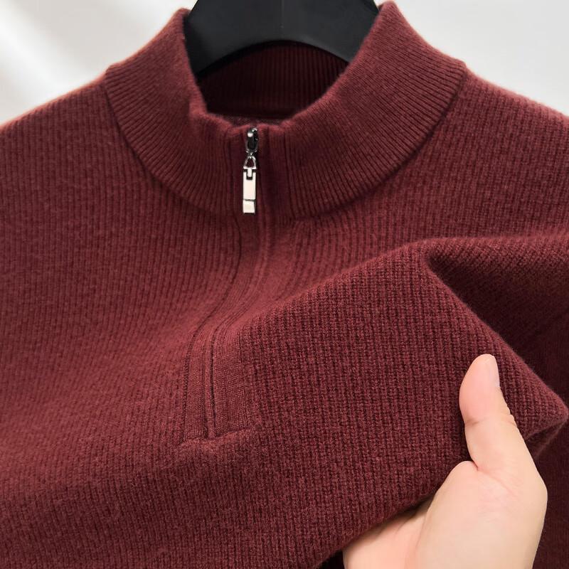 Hengyuanxiang Men's Half-Zip Wool Blend Knit Sweater