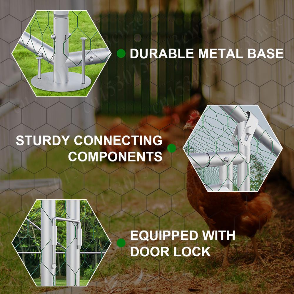 9.84x13.12x6.56FT Large Chicken Coop with Cover Chicken Playpen Enclosure Spire Shaped for Outdoor and Yard Farm Use