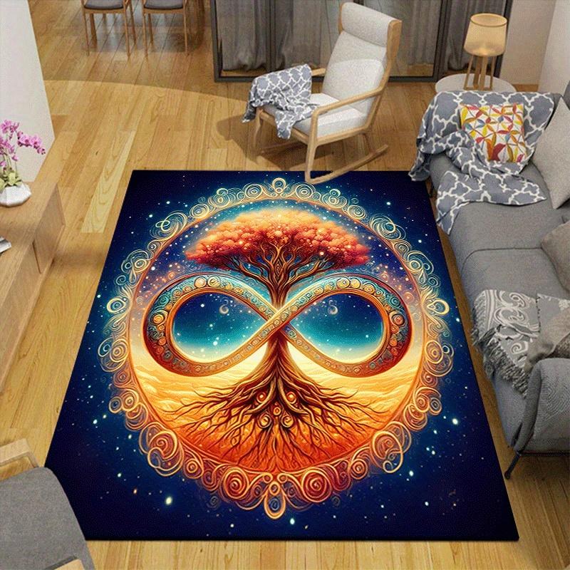 1pc Infinite Tree of Life Print, Design Indoor Area Rug - Soft, Anti-Slip, and Durable Gaming Room Decor for Bedroom, Living Room