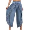 High Waist Wide Leg Pants Nine Length Solid Color Women Casual Trousers With Lace Trim Women Clothing