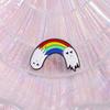 White Charming Rainbow Ghost Brooch Colorful Alloy Cartoon Badge For Fashion Individual