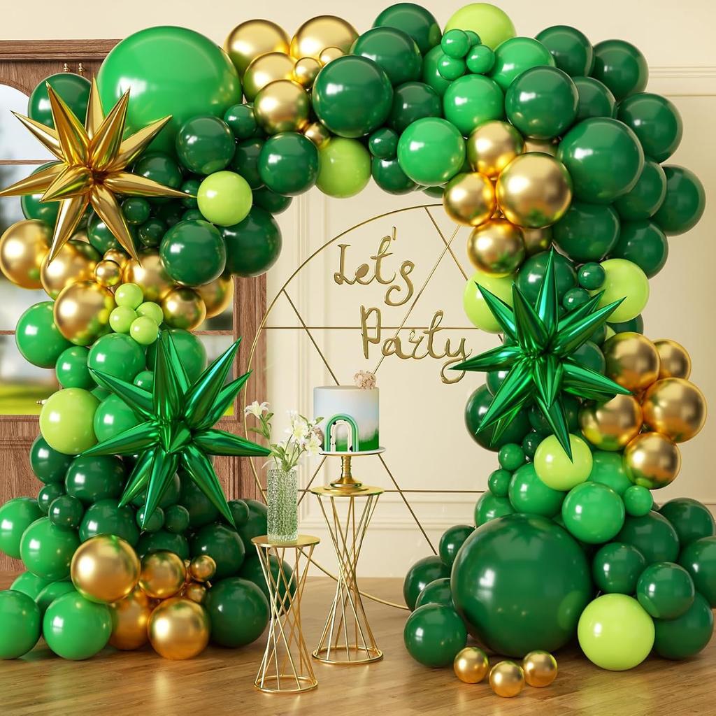 128pcs Green and Gold Balloon Arch Kit Birthday Party Wedding St. Patrick's Day Graduation Jungle Party Decoration