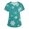 Women's Christmas Print Loose V-Neck Pocket Short-Sleeved Uniform